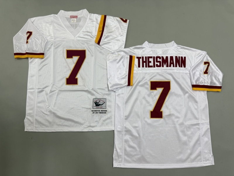 Men 2025 Washington Redskins #7 Theismann white Throwback Limited NFL Jersey style 001